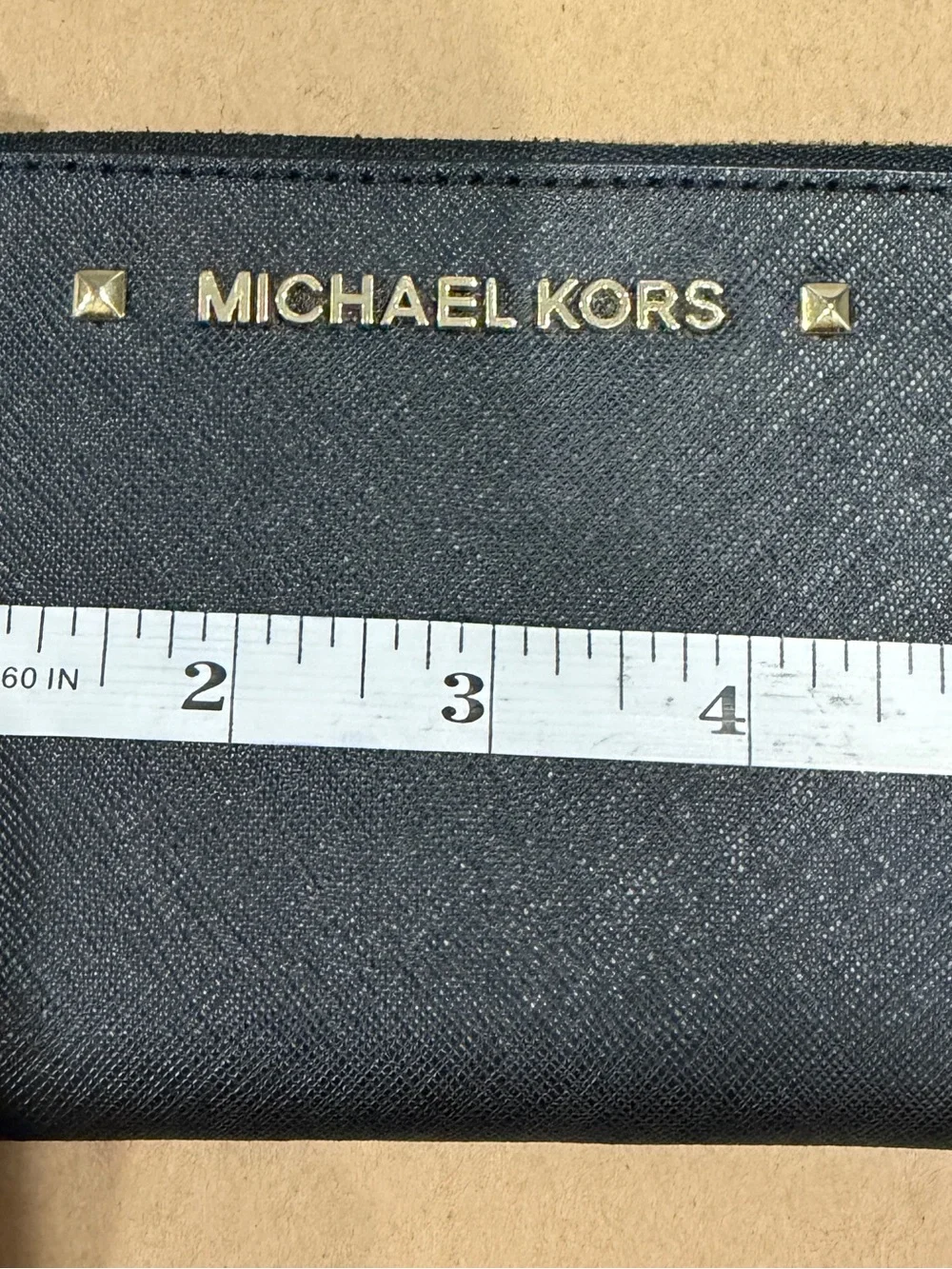 Michael Kors Black Leather Wristlet Card Case